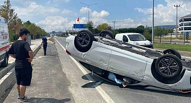 Otomobil tepetaklak oldu, sürücüsünün burnu bile kanamadı