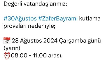 Samsun'da 30 Ağustos provaları nedeniyle bazı yollar trafiğe kapalı olacak