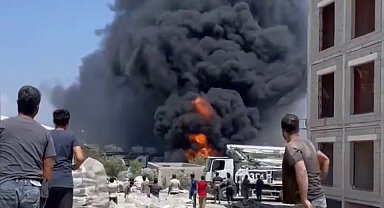 Şantiye alanında korkutan yangın
