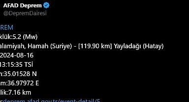 Suriye'de yaşanan 5,2'lik deprem Hatay'da hissedildi