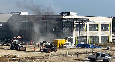 Tekirdağ'da yapımı süren hastanede yangın