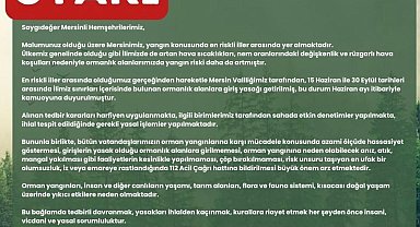 Vali Pehlivan, vatandaşları orman yangınlarına karşı duyarlı olmaya çağırdı