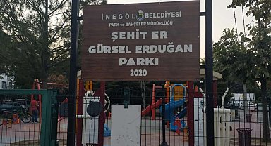 Alacalı şehittin isimi İnegöl'deki parkta yaşatılıyor