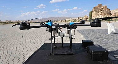 Bin metre yükseklikten 50 metre derinliği tarayabilen dronun test uçuşu başarı ile gerçekleşti