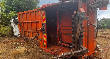 Bursa'da kontrolden çıkan çöp kamyonu şarampole yuvarlandı: 3 kişi yaralandı