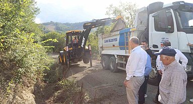 Canik'te kırsalda yol çalışması