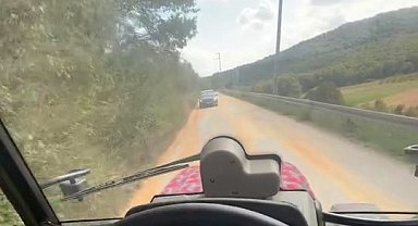 Kamyonun kapağı açıldı yol mısır tarlasına döndü