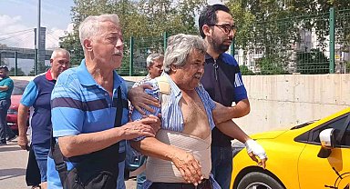 Kazada eşini kaybeden adam, cenazeyi almaya sargılarla geldi