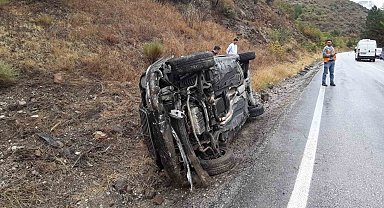 Kontrolden çıkan otomobil yan yattı: 1 yaralı
