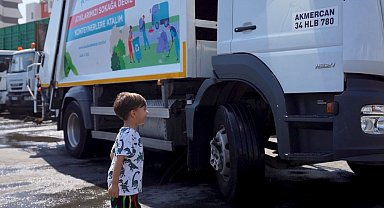 Küçükçekmece'de yaşayan minik Barlas'ın çöp kamyonu hayali gerçek oldu
