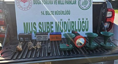 Muş'ta ses cihazları ve farlar ile avlanan 3 kişiye 39 bin 500 TL para cezası