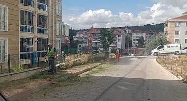 Park bahçe ve oyun alanlarında ot temizliği yapılıyor