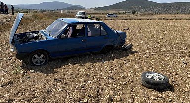 Şarampole uçan aracın sürücü yaralandı