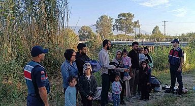 Sazlık alana gizlenen 13 düzensiz göçmen yakalandı