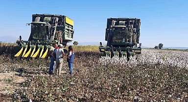 Söke'de pamuk hasat makineleri kontrol edildi