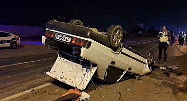 Takla atan otomobil hurdaya döndü: Sürücü yaralandı
