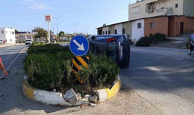 Takla atan otomobilden burnu bile kanamadan çıktı