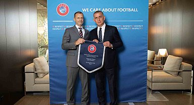 TFF Başkanı Hacıosmanoğlu, UEFA Başkanı Ceferin ile bir araya geldi