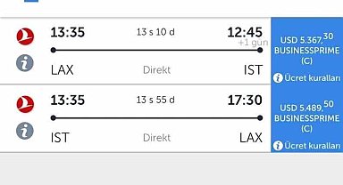 THY'nin Los Angeles gidiş dönüş bilet fiyatı dudak uçuklattı