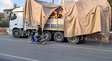 Tonlarca kütük yola devrildi, öğretmen bir adımla ölümden kurtuldu