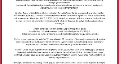 Vakıflardan 'Terra Santa Manastırı'na ilişkin açıklama