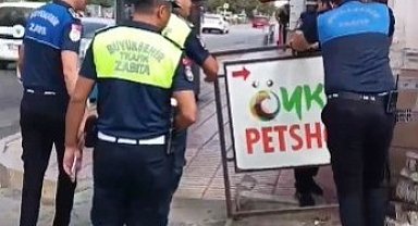 Zabıta ekiplerinden kaldırım işgaline yönelik denetim
