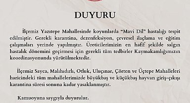 Adana'da bir mahalleye 'mavi dil' karantinası