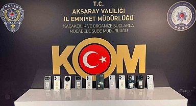 Aksaray'da iş yerinde 11 adet kaçak cep telefonu ele geçirildi