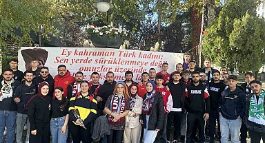 Bilecik'te taraftar gruplarından kadına ve çocuğa yönelik şiddete karşı karanfilli eylem