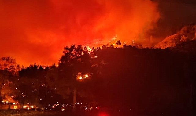 Dalaman orman yangını rüzgarla birlikte büyüdü