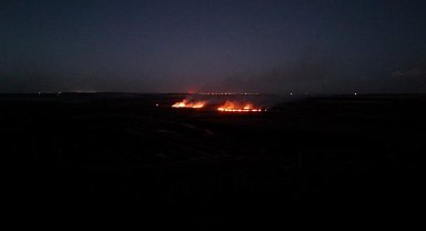 Diyarbakır'da anız yangını havadan görüntülendi