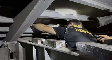 Durdurulan tırın damperinde 9 bin 200 kaçak sigara ele geçirildi