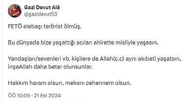 Gazi Tümgeneral Davut Alâ: "FETÖ'nün mekanı 'cehennem' olsun"