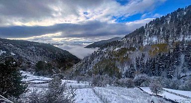 Gümüşhane'de kar ve sis buluştu ortaya tablo gibi bir fotoğraf çıktı