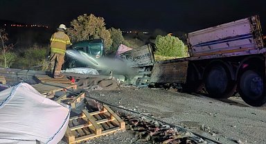 İzmir'de feci kaza: Önce ata sonra tıra çarptı, yanan araçtan sağ çıkamadı