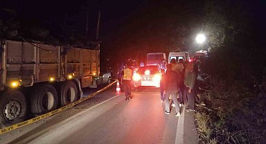 Kamyondan düşen tomruklar otomobilin üzerine devrildi: Sürücü hayatını kaybetti