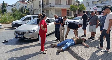 Kaza yapan motosikletlinin yardımına vatandaşlar koştu