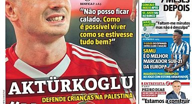 Kerem Aktürkoğlu'nun Filistin paylaşımını Portekiz basını manşete taşıdı