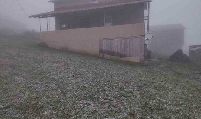 Mevsimin ilk karı yağdı: Bin 725 rakımlı yayla kısmen beyaza büründü