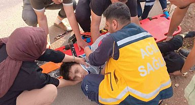 Motosikletin takla atma anları kameraya yansıdı