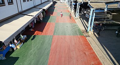 Osmaneli'ne kaydırmaz boya ile yol çalışması yapıldı