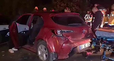 Otomobil demir çubuklara saplandı