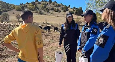Polislerden yaylada çobanlık yapan gence ziyaret