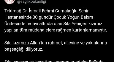 Sağlık Bakanlığı: "Sıla yavrumuzu hayattan koparanlar adalet önünde mutlaka hesap verecektir"