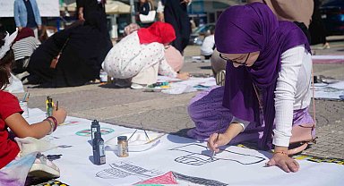 Samsunlu çocuklar Filistinli kardeşleri için resim çizdi