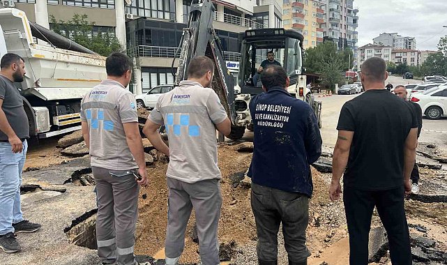 Sinop'ta ana isale hattındaki arıza gideriliyor