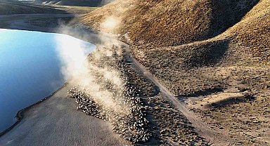 Sürülerin tozlu su yolculuğu ortaya kartpostallık görüntüler çıkarıyor