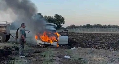 Tamir edilen otomobil test sürüşü sırasında alev aldı