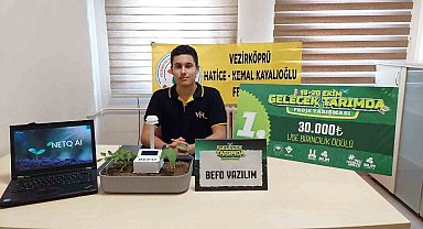 Tarımsal üretim için en uygun bitkiyi belirleyen yazılım geliştiren lise öğrencisi Türkiye birincisi oldu
