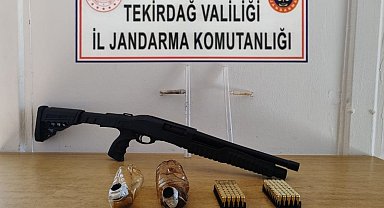 Tekirdağ'da ruhsatsız tüfek ve uyuşturucu aparatı ele geçirildi